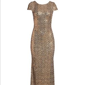 Badgley Mischka Gold Sequin Gown